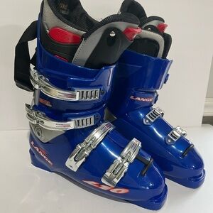 Lange L10 Size 10 Energy Force Ski Boots Blue 323 MM Race Fit buckle ALU 6005